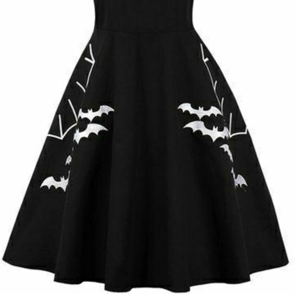 Sucrefas 1XL Bat A-Line Dress Retro Pinup Goth - Picture 2 of 3